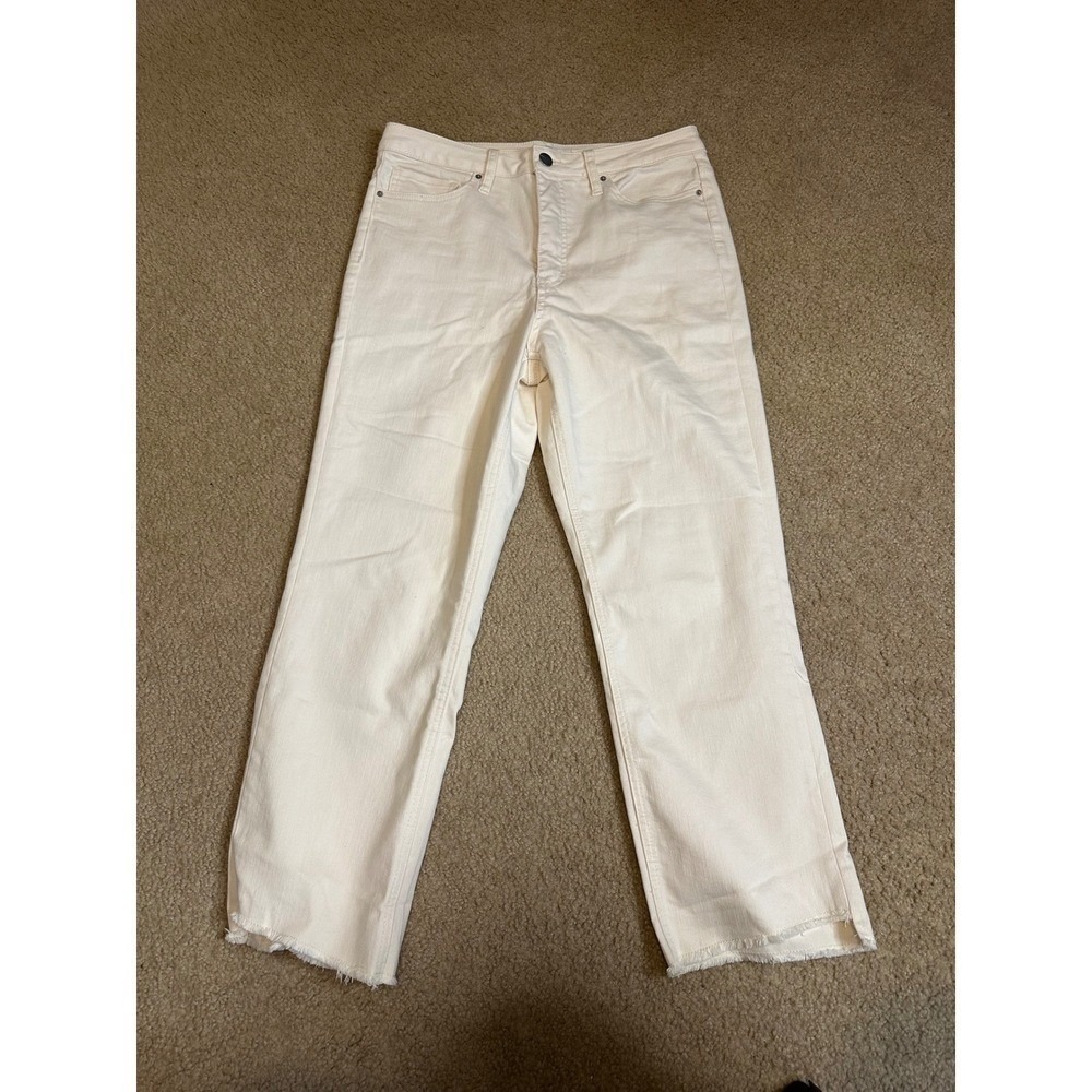 RFM Los Angeles Cream High Rise Straight Leg Raw Hem Jeans Size 11/30